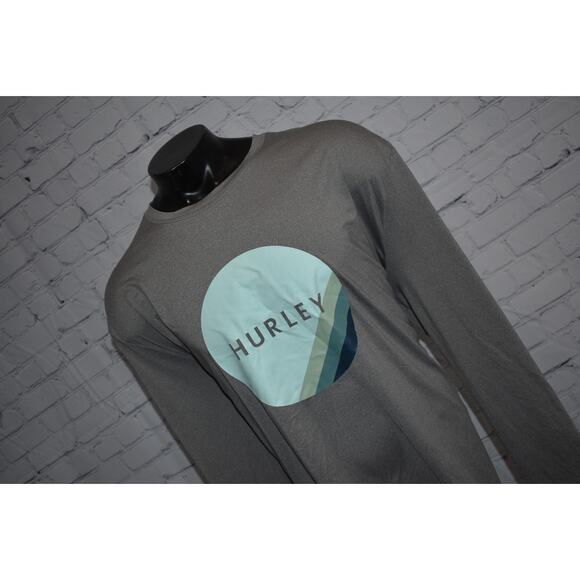 Hurley Sun Shirt Gym Mens Size 2XL Polyester Spandex Workout Gray Graphic - Picture 1 of 6
